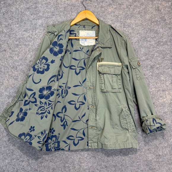 Vintage‎ Abercrombie & Fitch Military Field Jacket Mens Medium Floral Lined RARE